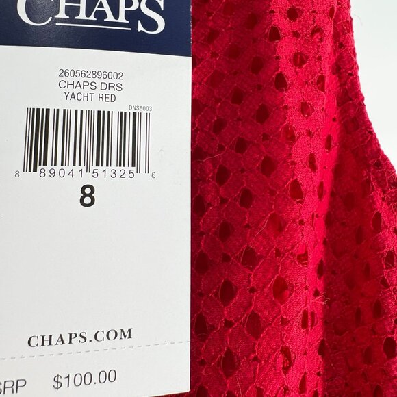 Chaps Womens Yacht Red Sleeveless Eyelet Dress Size 8 NWT - Picture 6 of 7